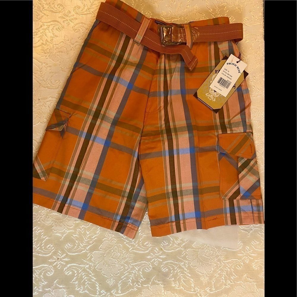 Pacific Blue Boys Plaid Fashion Shorts Size 12